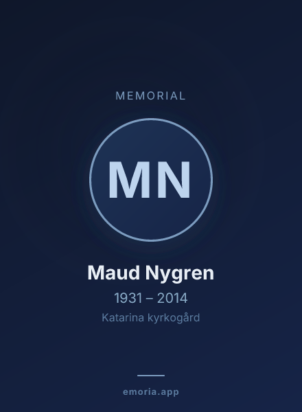 Memorial portrait of Maud Nygren