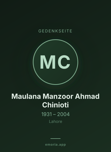 Gedenkportrait von Maulana Manzoor Ahmad Chinioti
