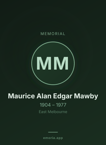 Memorial portrait of Maurice Alan Edgar Mawby
