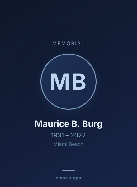 Memorial portrait of Maurice B. Burg