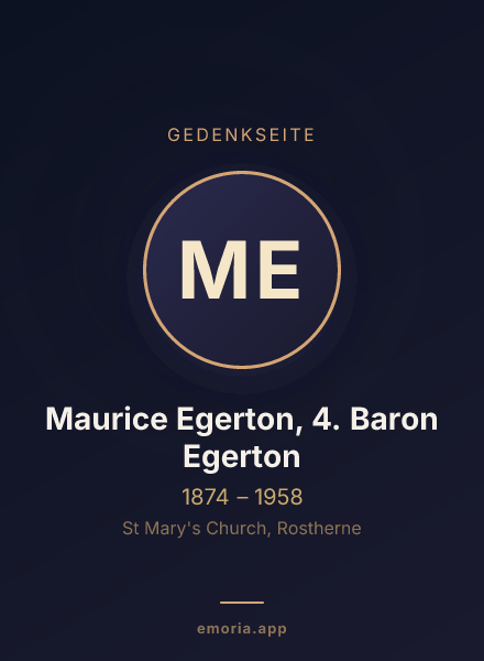 Gedenkportrait von Maurice Egerton, 4. Baron Egerton