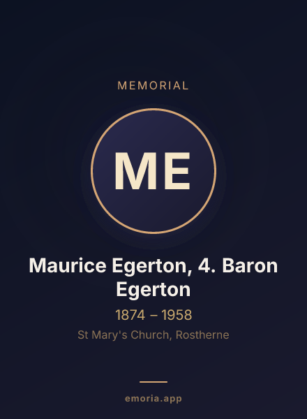 Memorial portrait of Maurice Egerton, 4. Baron Egerton
