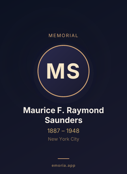 Memorial portrait of Maurice F. Raymond Saunders