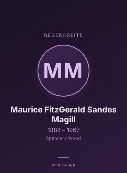 Gedenkportrait von Maurice FitzGerald Sandes Magill