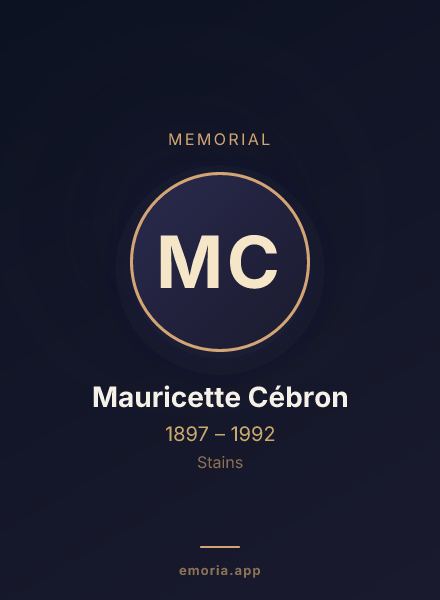 Memorial portrait of Mauricette Cébron