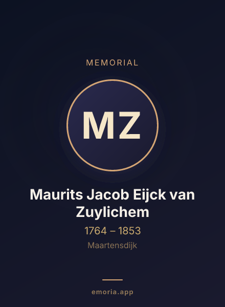 Memorial portrait of Maurits Jacob Eijck van Zuylichem