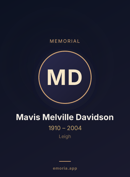 Memorial portrait of Mavis Melville Davidson