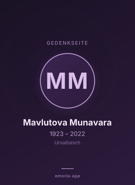 Gedenkportrait von Mavlutova Munavara