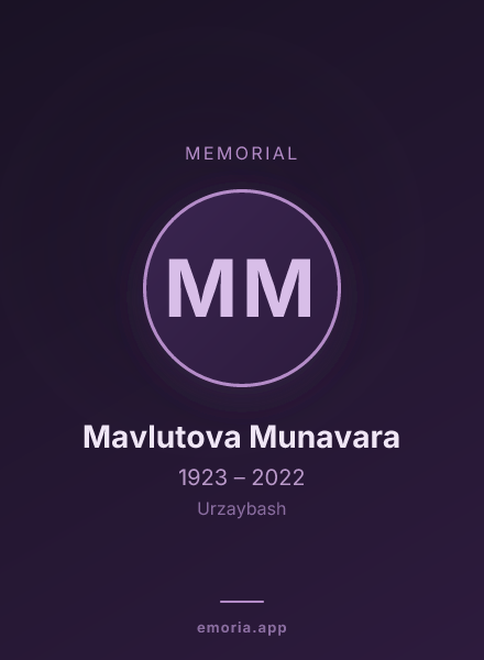 Memorial portrait of Mavlutova Munavara