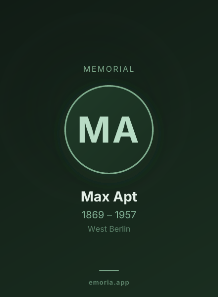 Memorial portrait of Max Apt