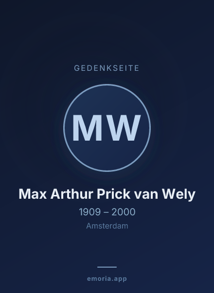 Gedenkportrait von Max Arthur Prick van Wely