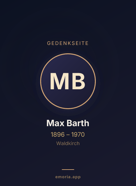 Gedenkportrait von Max Barth