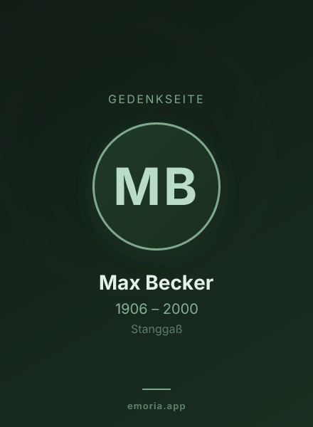 Gedenkportrait von Max Becker