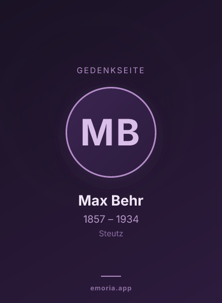 Gedenkportrait von Max Behr