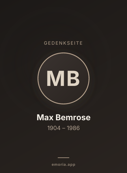 Gedenkportrait von Max Bemrose