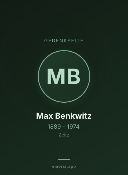 Gedenkportrait von Max Benkwitz