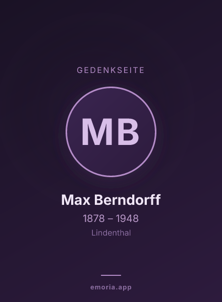 Gedenkportrait von Max Berndorff