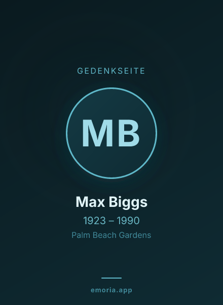 Gedenkportrait von Max Biggs