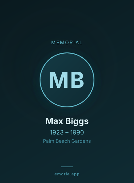 Memorial portrait of Max Biggs