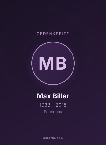 Gedenkportrait von Max Biller