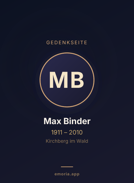 Gedenkportrait von Max Binder