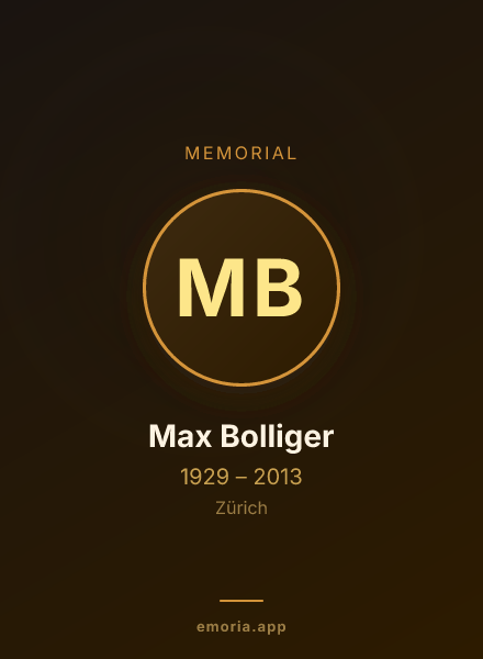 Memorial portrait of Max Bolliger