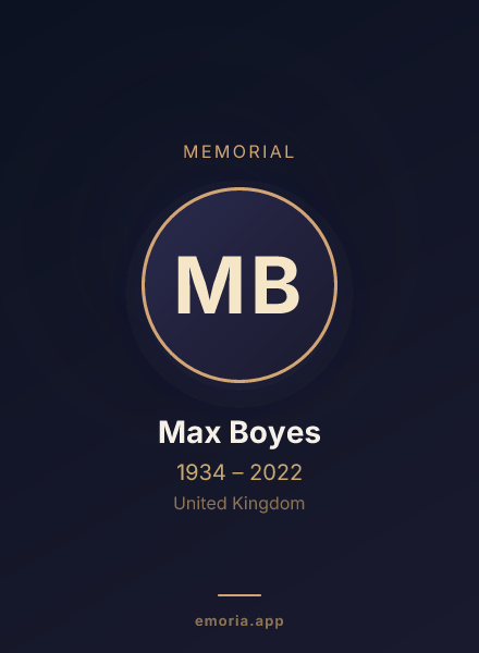 Memorial portrait of Max Boyes