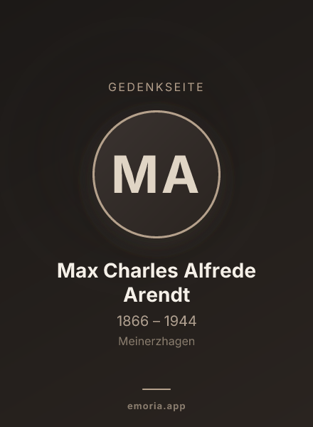 Gedenkportrait von Max Charles Alfrede Arendt