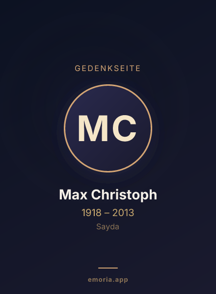 Gedenkportrait von Max Christoph