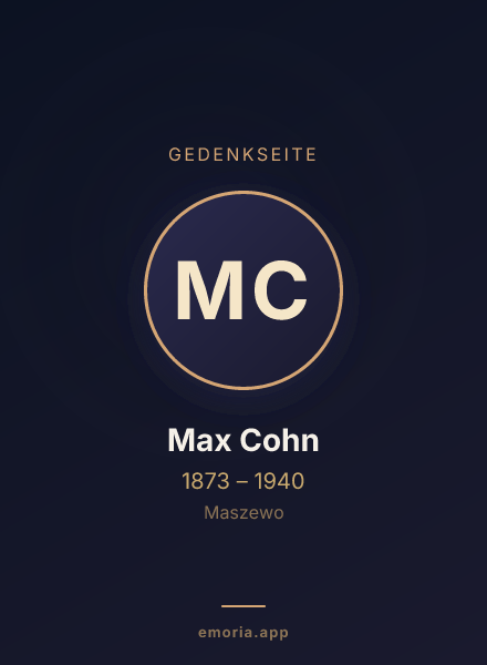 Gedenkportrait von Max Cohn