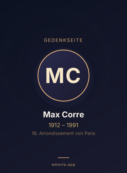 Gedenkportrait von Max Corre