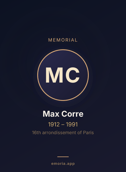 Memorial portrait of Max Corre
