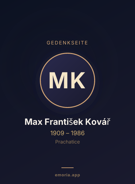 Gedenkportrait von Max František Kovář