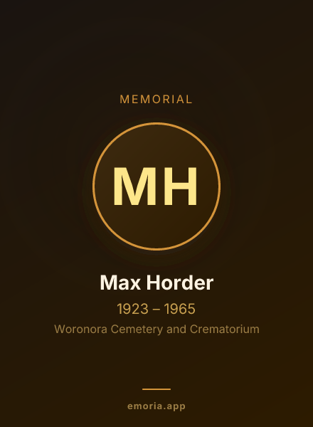 Memorial portrait of Max Horder