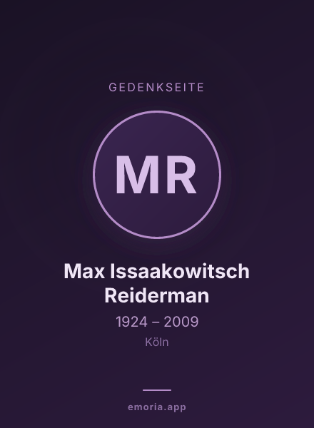 Gedenkportrait von Max Issaakowitsch Reiderman