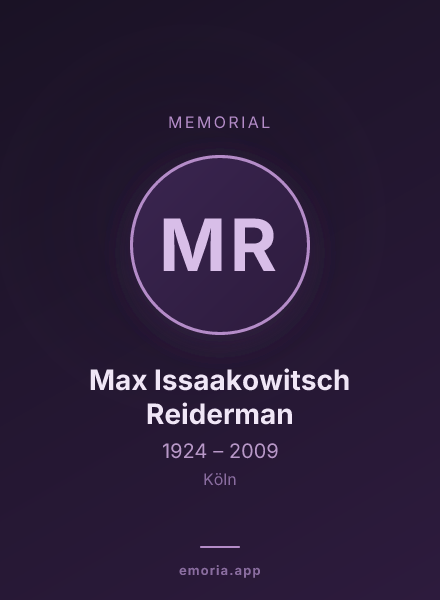 Memorial portrait of Max Issaakowitsch Reiderman