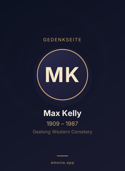 Gedenkportrait von Max Kelly
