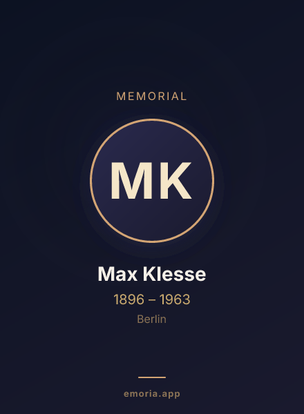 Memorial portrait of Max Klesse