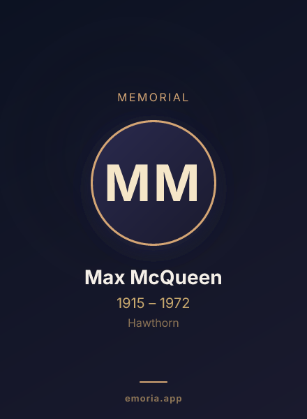 Memorial portrait of Max McQueen