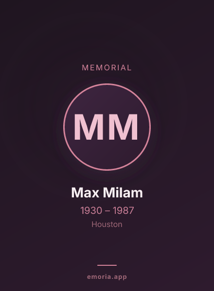 Memorial portrait of Max Milam