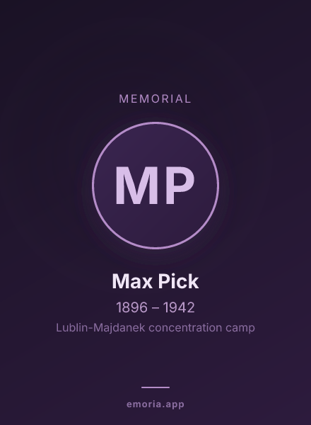 Memorial portrait of Max Pick