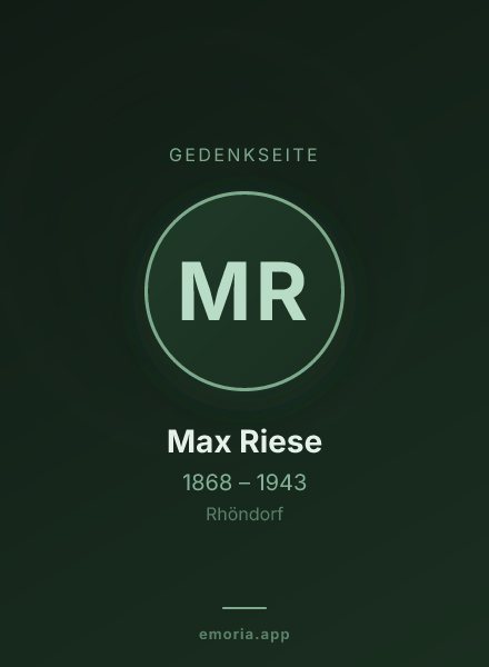 Gedenkportrait von Max Riese