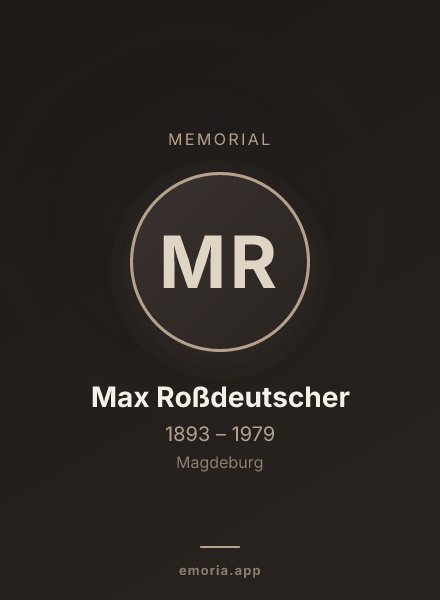 Memorial portrait of Max Roßdeutscher