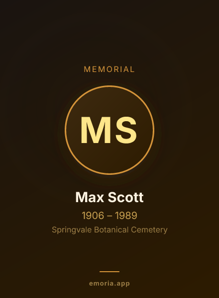 Memorial portrait of Max Scott