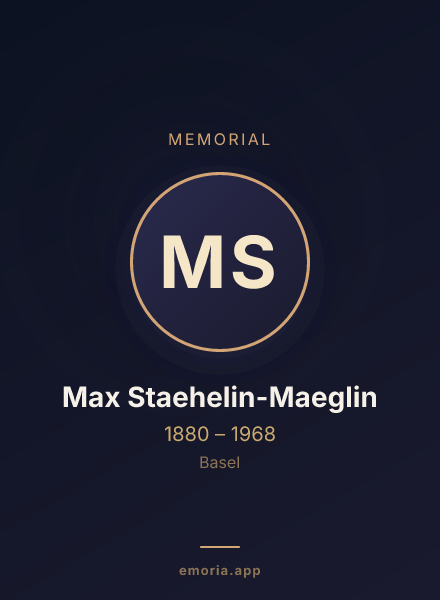 Memorial portrait of Max Staehelin-Maeglin