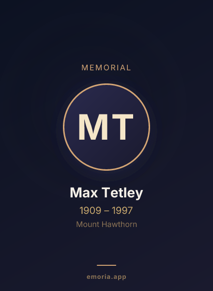 Memorial portrait of Max Tetley