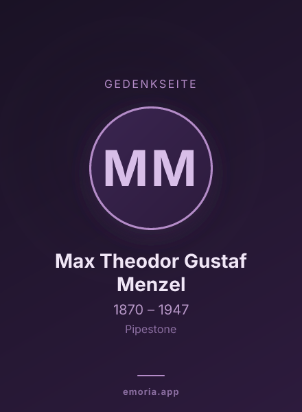 Gedenkportrait von Max Theodor Gustaf Menzel