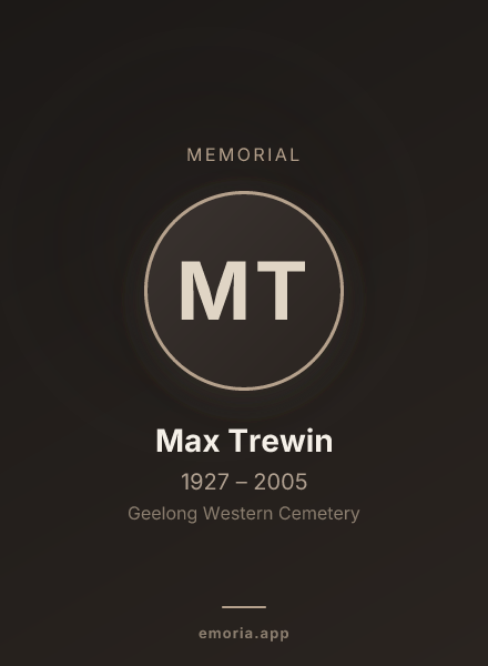 Memorial portrait of Max Trewin