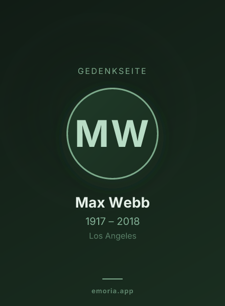 Gedenkportrait von Max Webb