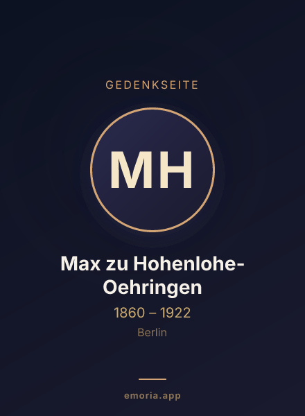 Gedenkportrait von Max zu Hohenlohe-Oehringen